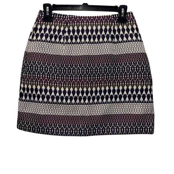 Ted Baker Metallic Jacquard Mini Skirt Size 1 With Geometric Pattern - Picture 2 of 7